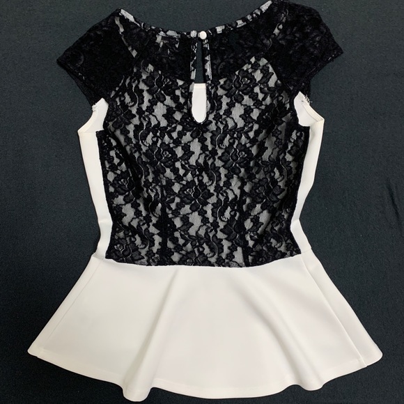 Dynamite Peplum Lace Back Top - Picture 2 of 4